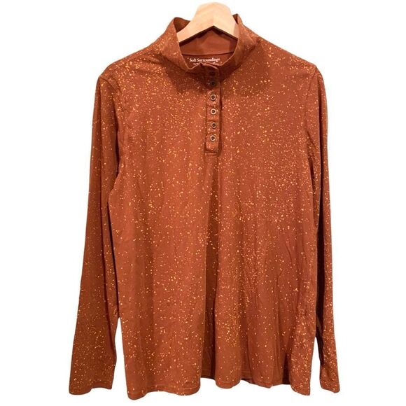 Soft Surrounding Half Button Collared/Turtleneck Long Sleeve Top in Size Large - Picture 2 of 9